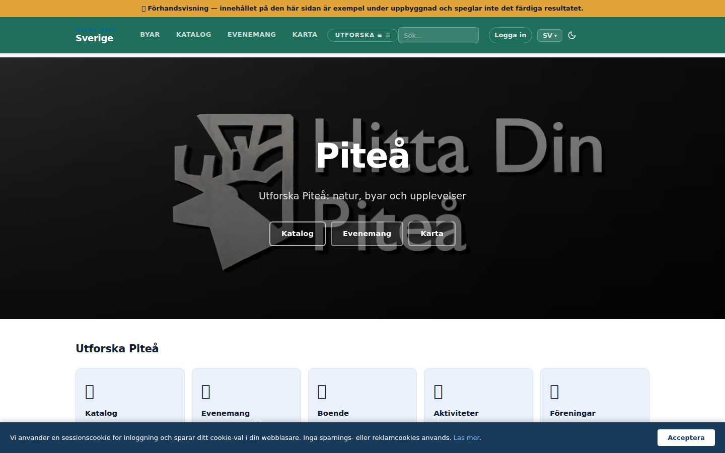 Piteås kommunportal, startsidan
